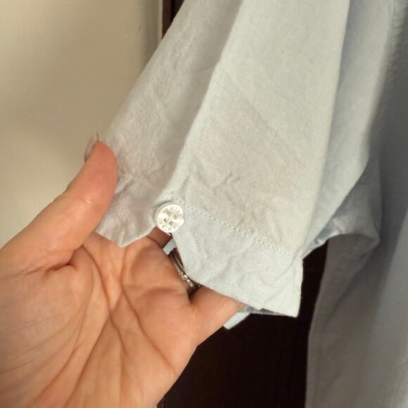 AMIANI Light Blue Linen Modal Blend Short Sleeve Button Down Shirt Extra Large - Picture 4 of 8